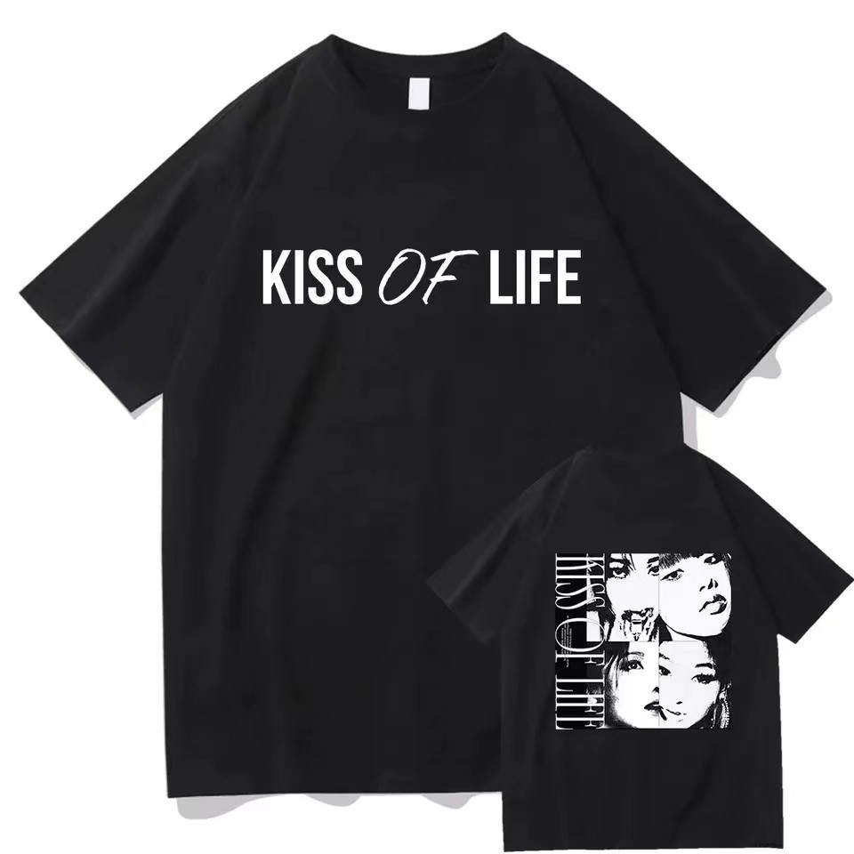 S-5xl Kpop Kiss Of Life เสื้อยืด Natty Julie Haneul Belle Kissy เสื้อยืดคอกลมแขนสั้นผู้หญิงและผู้ชาย