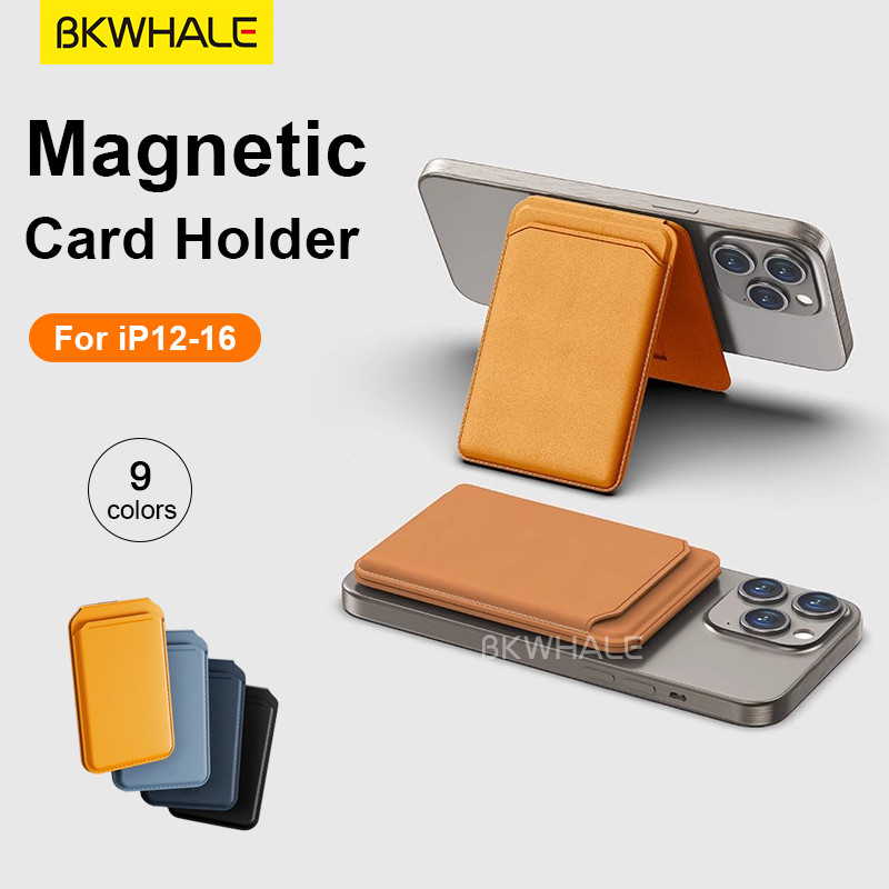 BKWHALE หนังกระเป๋าสตางค์สําหรับ Magsafe ผู้ถือแม่เหล็กสําหรับ iPhone 17 16 15 12 13 14 Pro Samsung S25 S24 S23 Ultra