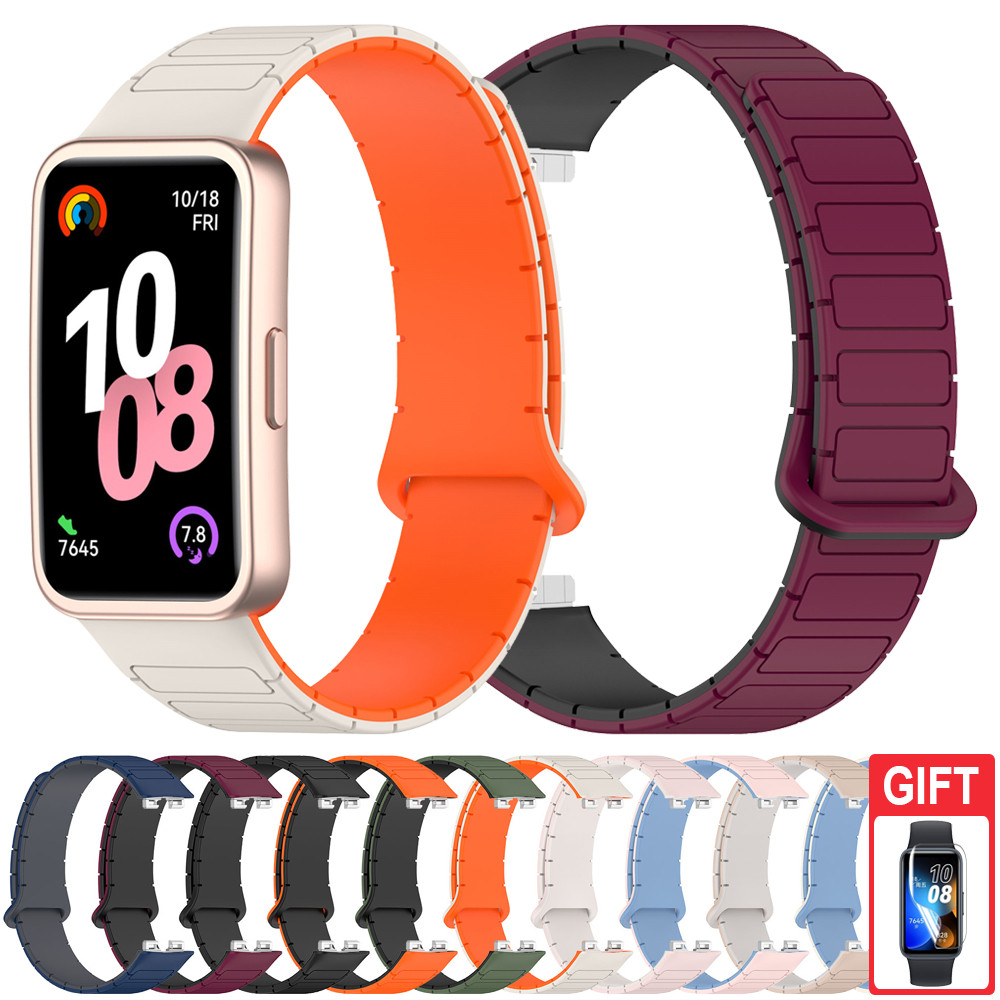 สายรัดซิลิโคนคู่สีห่วงกีฬาสร้อยข้อมืออุปกรณ์เสริมสําหรับ Huawei Band 11 Pro 10 9 8