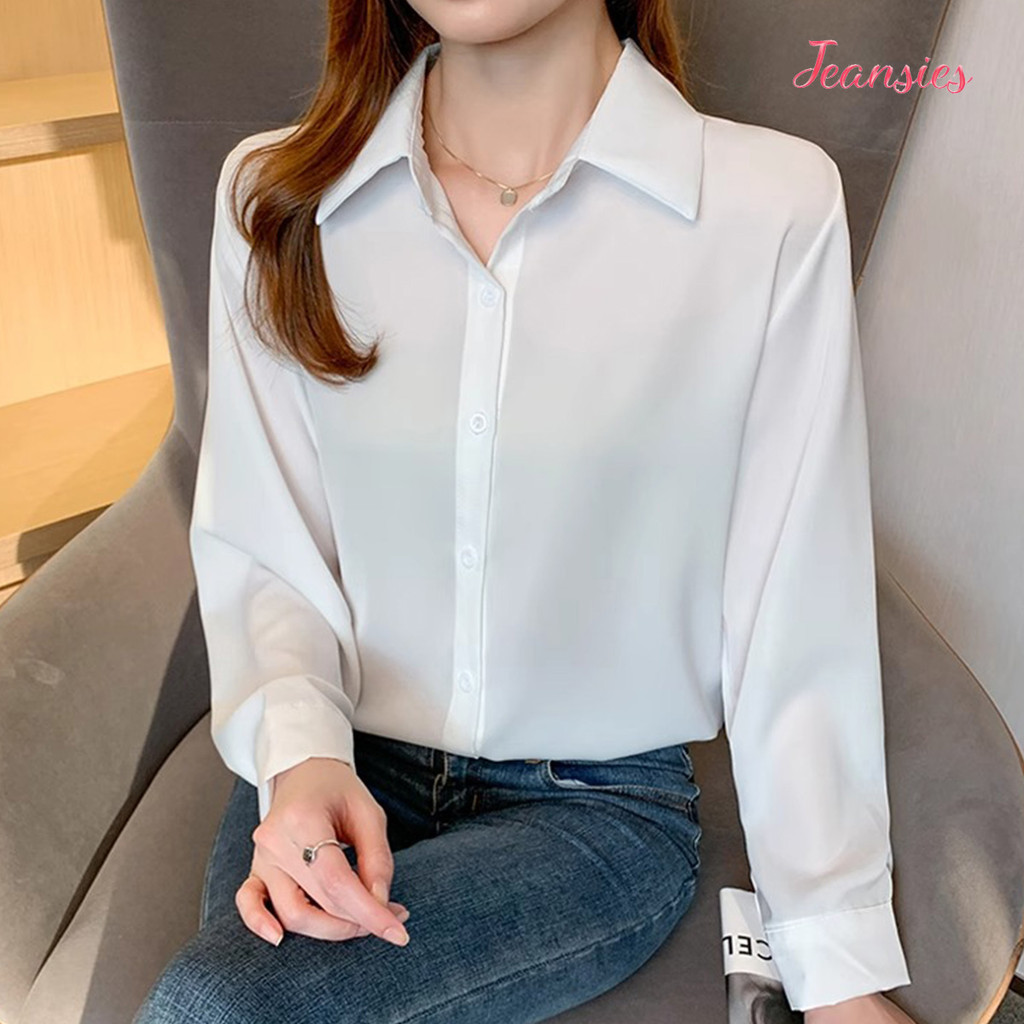 เสื้อเชิ้ตแขนยาวผ้าชีฟองสวยๆ สำหรับสาวๆ สวมใส่สบายในทุกฤดูกาล ราคา ถูกที่สุด ดีลบีเคเค