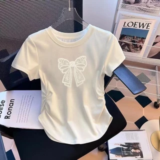 【พร้อมส่งจากกรุงเทพ】เสื้อแขนสั้นผู้หญิง เสื้อเอวจั้มสุดเซ็กซี เสือผู้หญิงสีพื้น แมทช์ง่าย ผ้านุ่ม ผ้าดีใส่สบายเหมาะกับอา
