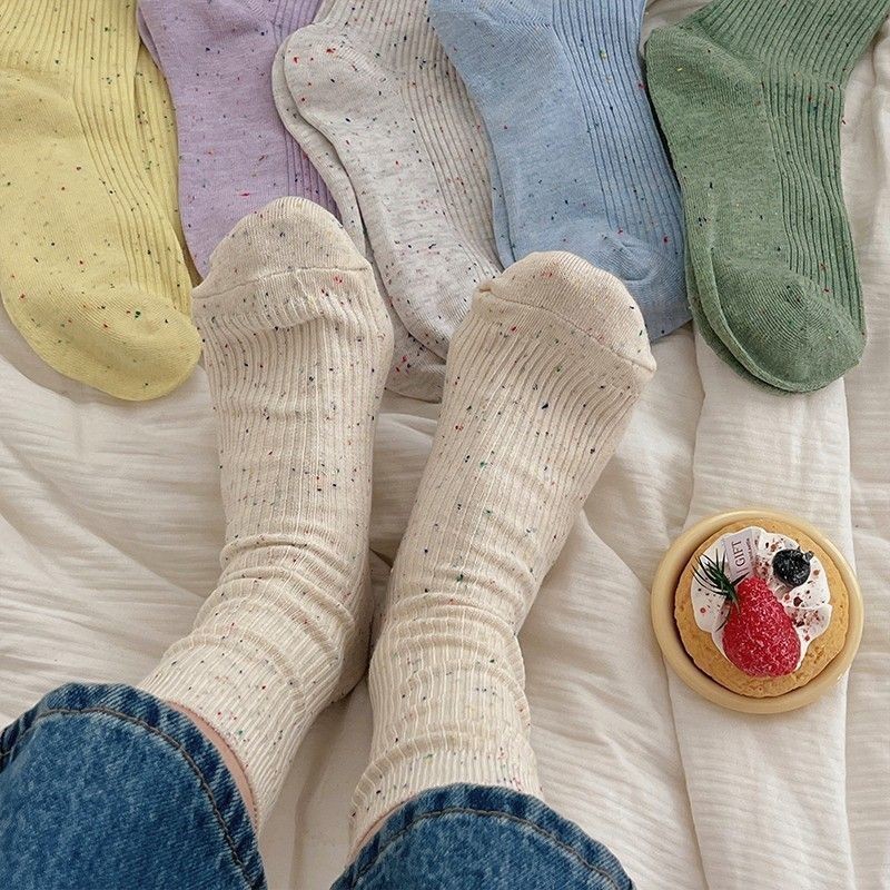 ถุงเท้าผ้าฝ้ายสายรุ้งถุงเท้าคู่รักสัมผัสนุ่มระบายอากาศผ้าฝ้าย 100 % เหมาะสำหรับนักเรียน