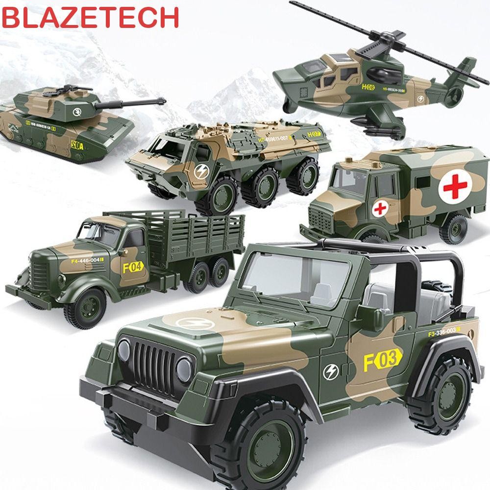 Blazetech โมเดลรถถัง, เฮลิคอปเตอร์จําลองดึงกลับรถ, รถบรรทุกเพื่อการศึกษารถพยาบาลโลหะผสมโลหะรถหุ้มเกราะของเล่นเด็กของเล่น
