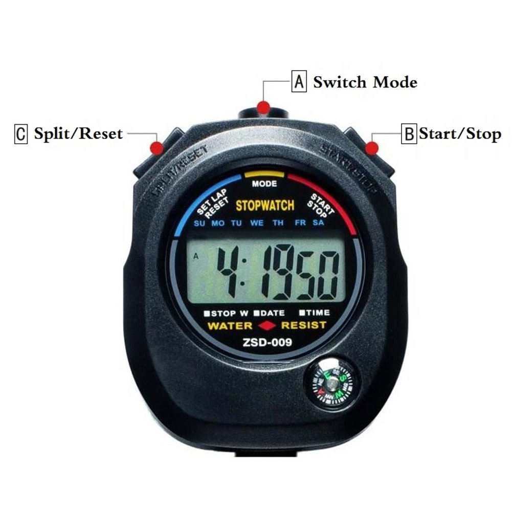 นาฬิกาจับเวลา รุ่น Digital Sports Stopwatch Stop Watch นาฬิกาจับเวลาดิจิทัลอิเล็กทรอนิกส์ นาฬิกา จับเวลา นาฬิกาปลุก - รูปที่ 5