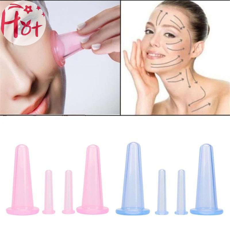 Ge 4 ชิ้นซิลิโคน Cupping นวดถ้วย,สําหรับ Body Fac คอนวดตาถังสูญญากาศ Body Facial Care, Anti-aging เครื่องมือความงามสแควร์