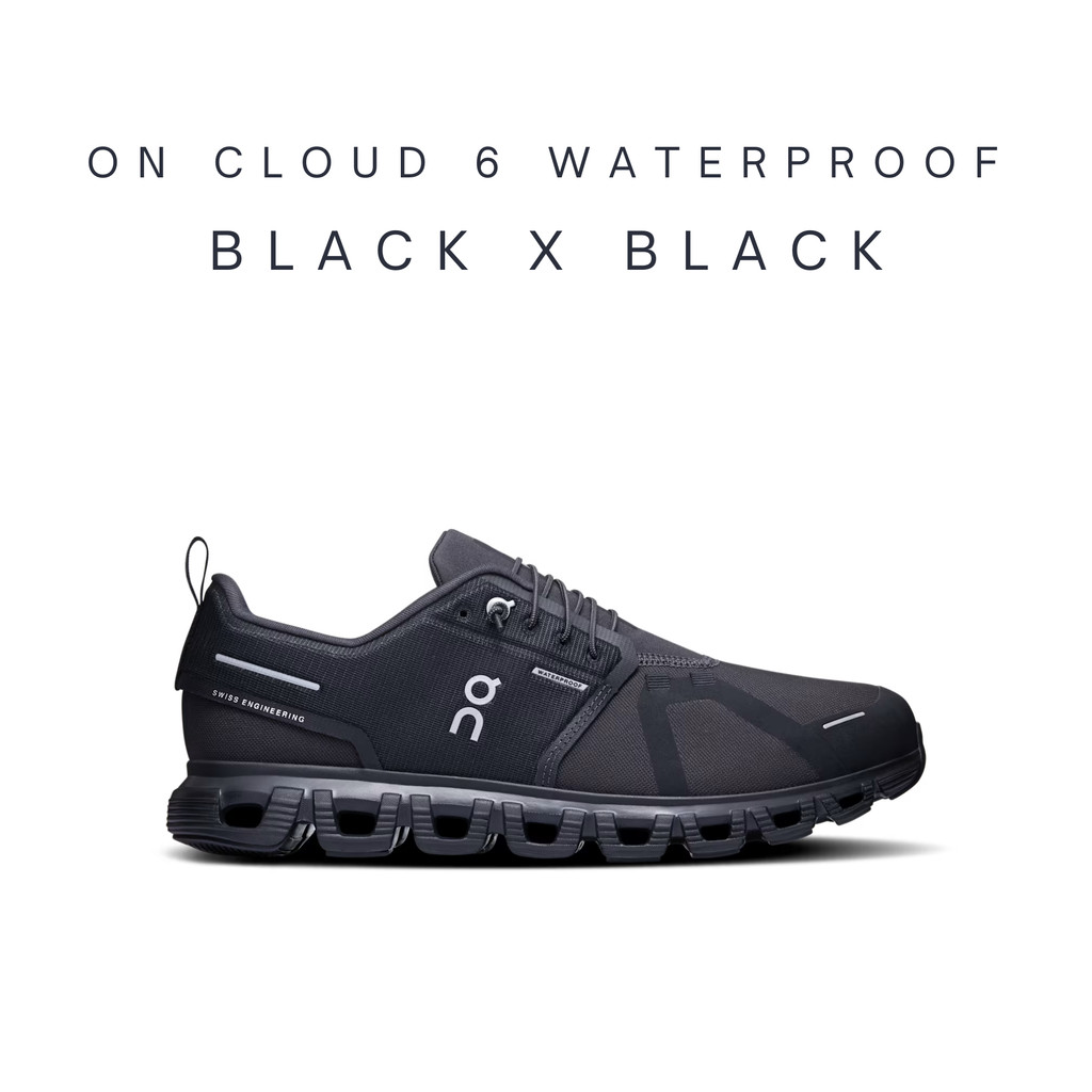 [พร้อมส่ง] On Running Cloud 6 Waterproof Mens Black x Black 3MF10061043