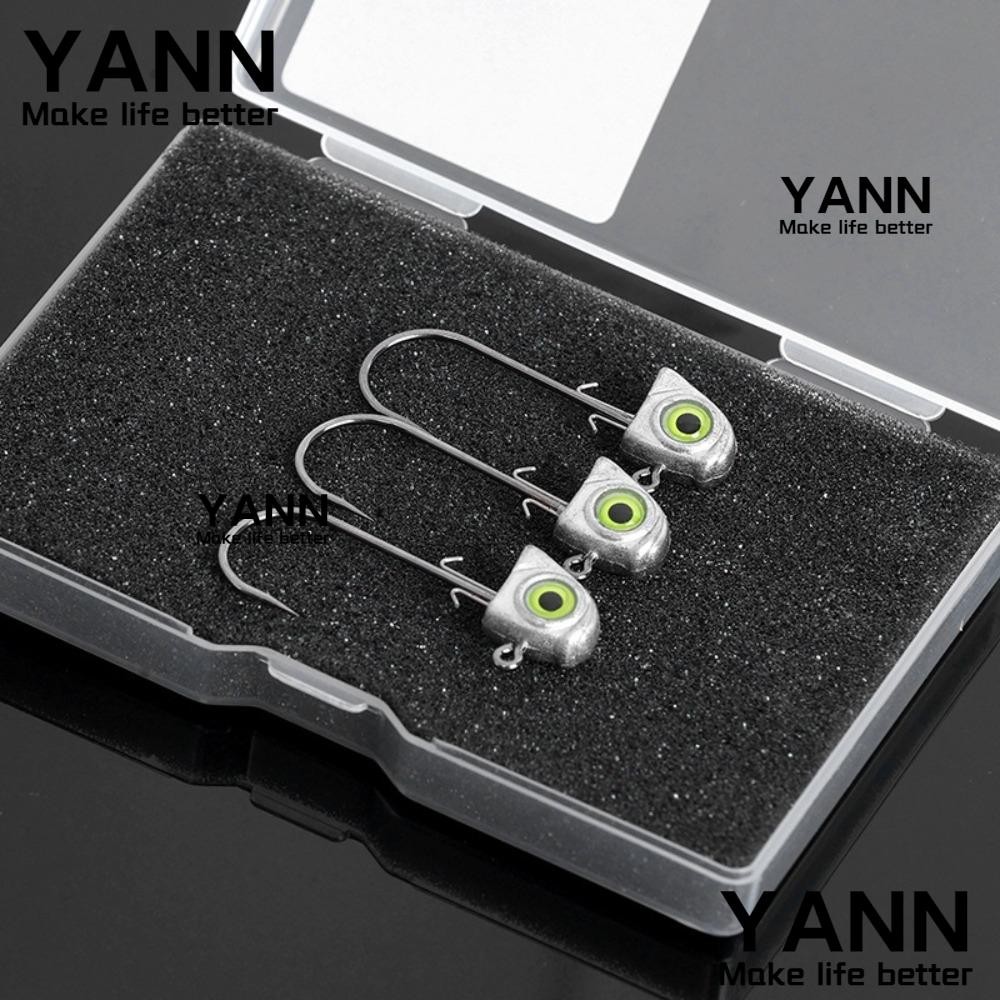 Yann1 15PCS ตกปลาหนอน Lure Hooks,ความแข็งแรงสูงเงิน Swimbait Hook Jig Head, 3.5g/5g/7g/10g/14g Luminous Eyes โลหะตกปลา Tackle ตกปลา