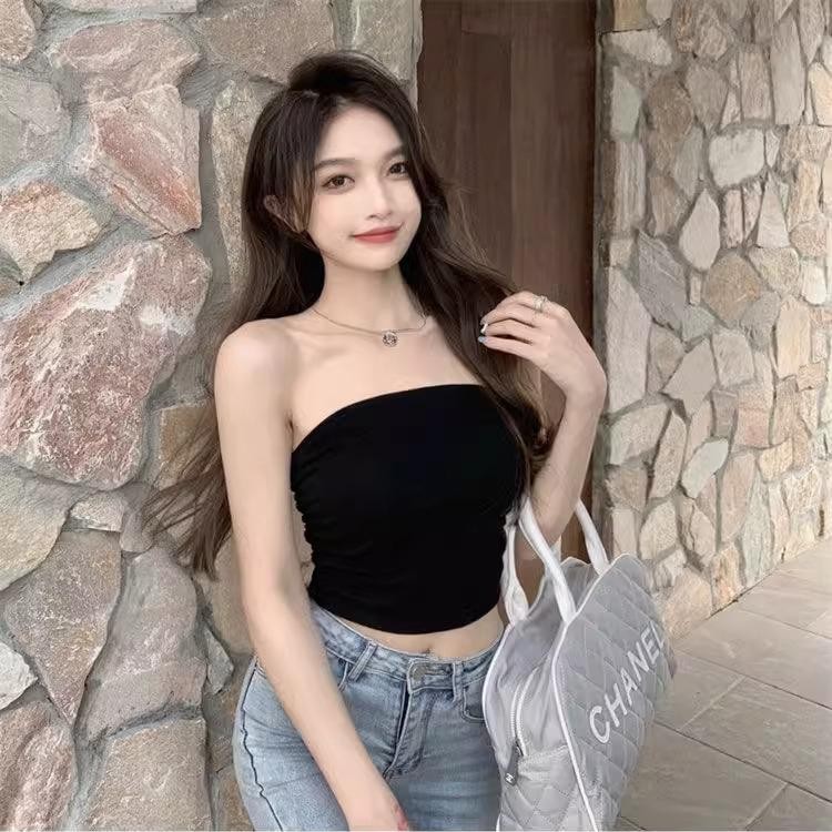 Hormones 🌸🌸 สายเดี่ยวทรงเกาะอก เสื้อเกาะอก สีทึบ ใส่สบาย พร้อมส่งจากไทย