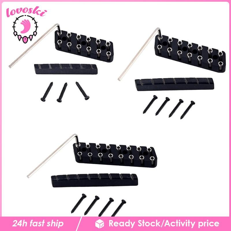 [Lovoski] 6 String/ 7 String/ 8 String Headless Guitar Bridge & Slotted Nut Set