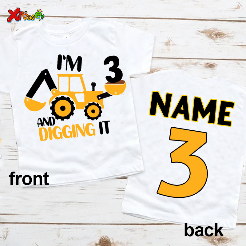 เสื้อวันเกิดก่อสร้างเด็กชาย T เสื้อ Dump รถบรรทุกเสื้อวันเกิดรถขุดเสื้อวันเกิดเด็กวัยหัดเดินเด็กทารก 3rd วันเกิด Im 4 ราคา ถูกที่สุด ดีลบีเคเค