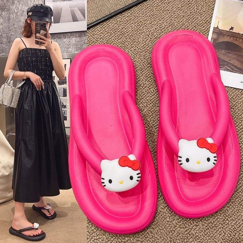 SANRIO [Haroro] ใหม่ รองเท้าแตะชายหาด ลาย Hello Kitty น่ารัก เหมาะกับฤดูร้อน สําหรับผู้หญิง 2024