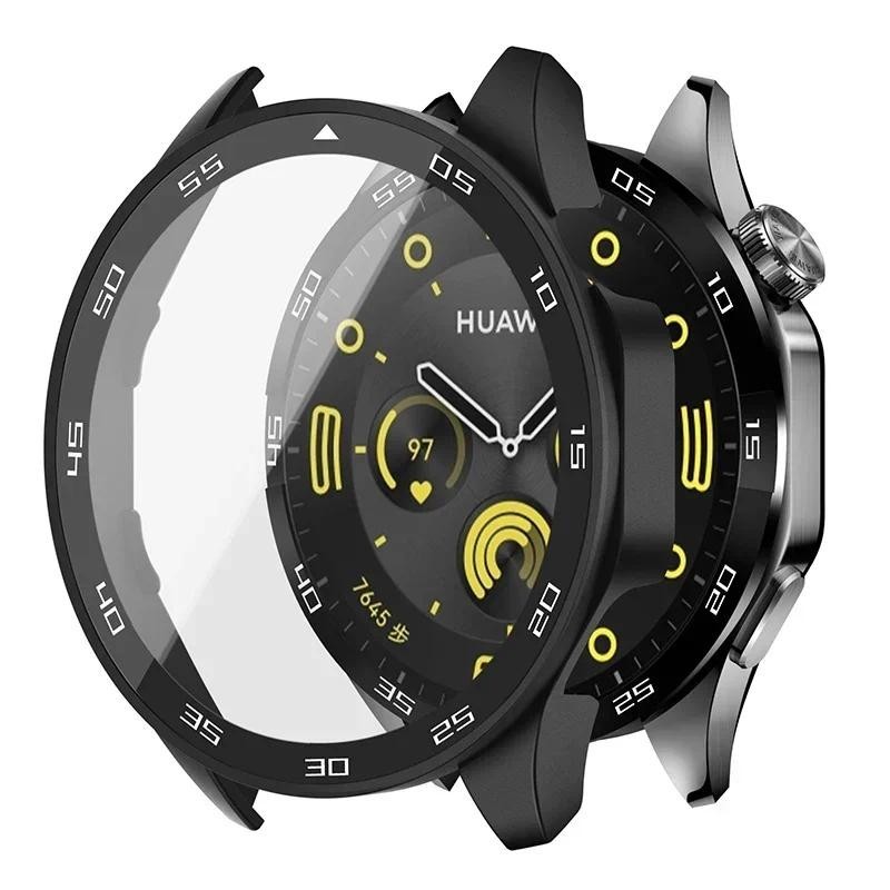 กระจกนิรภัย + เคส PC สําหรับ Huawei Watch GT 4 46 มม. 41 มม. / GT4 46 41 มม. อุปกรณ์เสริมสมาร์ทวอทช์ เคสแข็ง ป้องกันเต็มรูปแบบ