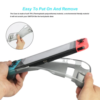 เคส Nintendo Switch,เคส TPU แบบนุ่มสําหรับ Nintendo Switch OLED / V1 พร้อมหมวก Thumb Grip 2 ชิ้น