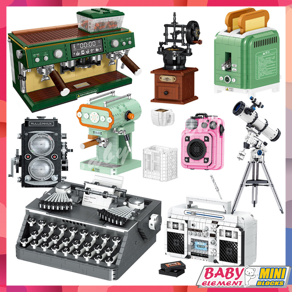 ไอเดียเครื่องพิมพ์ดีดบล็อกอาคารของเล่นสำหรับเด็ก Retro เครื่อง Polaroid การศึกษา DIY รุ่น Boy Girl ของขวัญสร้างสรรค์