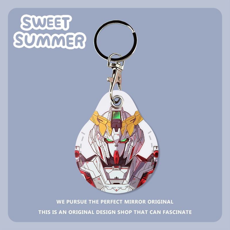 [Nayitrs ] Mobile Suit Gundam Access Control Card Case Leather Case Drop-Shaped Induction Mini Keychain Area Round Protection Student Party Office Worker Birthday Gift
