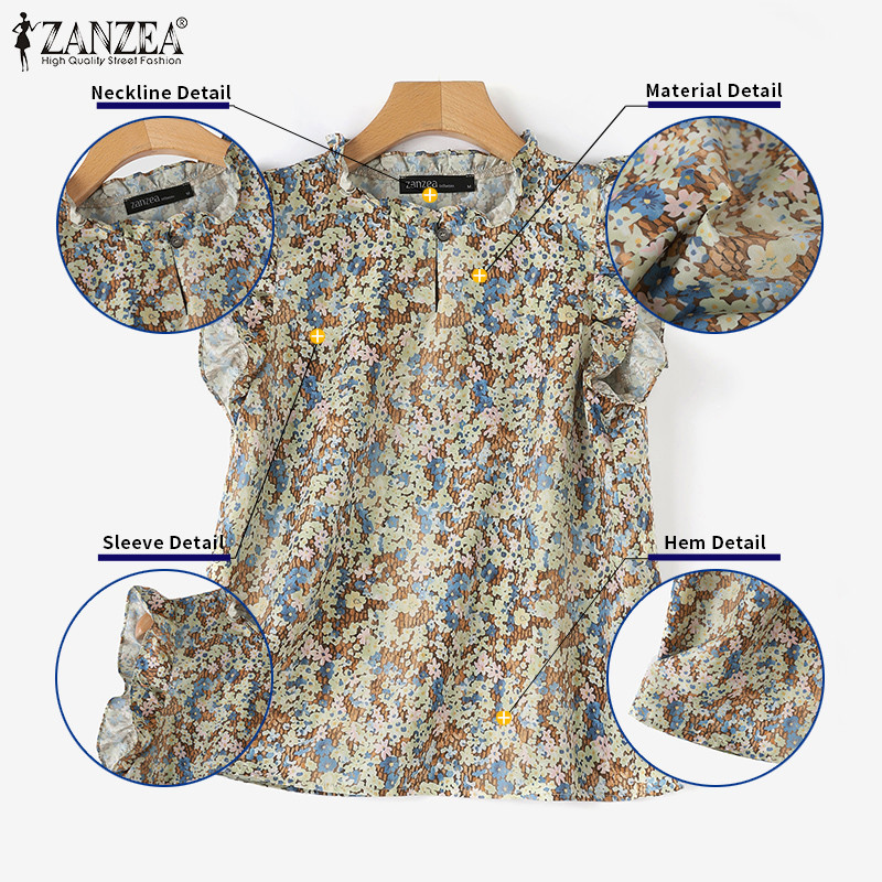Zanzea เสื้อเบลาส์ลําลอง ลายดอกไม้ สไตล์เกาหลี สําหรับผู้หญิง — صورة 7