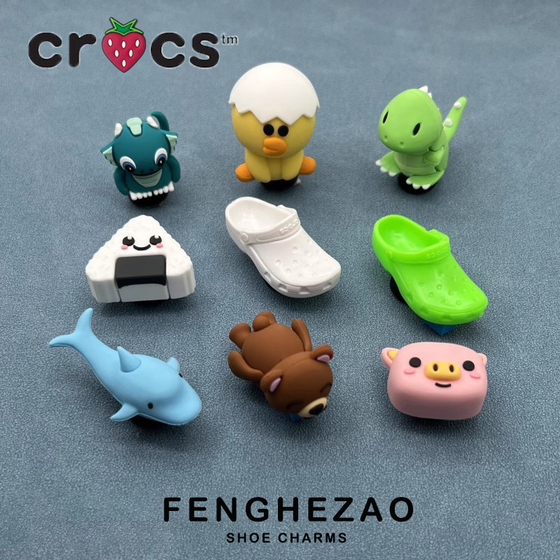 Jibbitz crocs charm โมเดลหัวเข็มขัด รูปไดโนเสาร์ 3D DIY สําหรับตกแต่งรองเท้า