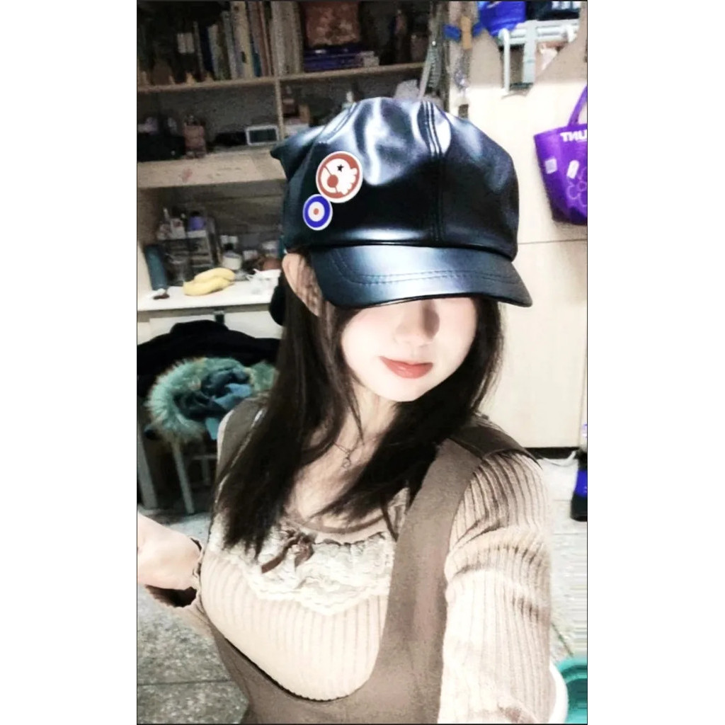 asuka langley hat asuka hat Eva Asuka Anime Cat Ear Hat Cosplay Evangelion Ladies Super Cute pu Leat