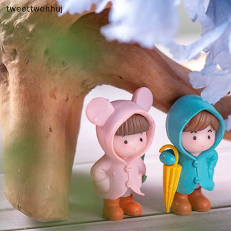 Tw 1 &4PC ร ่ มเสื ้ อกันฝนเด ็ กผู ้ หญิงรูปตกแต ่ ง Pvc Craft ตุ ๊ กตาตกแต ่ ง Miniature Fairy Garden เครื ่ องประดับจี ้ DIY อุปกรณ ์ เสริม huj