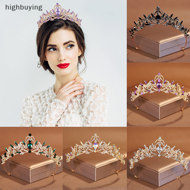 [highbuying] มงกุฎคาดผม สีทอง สไตล์คลาสสิก สําหรับเจ้าสาว งานแต่งงาน