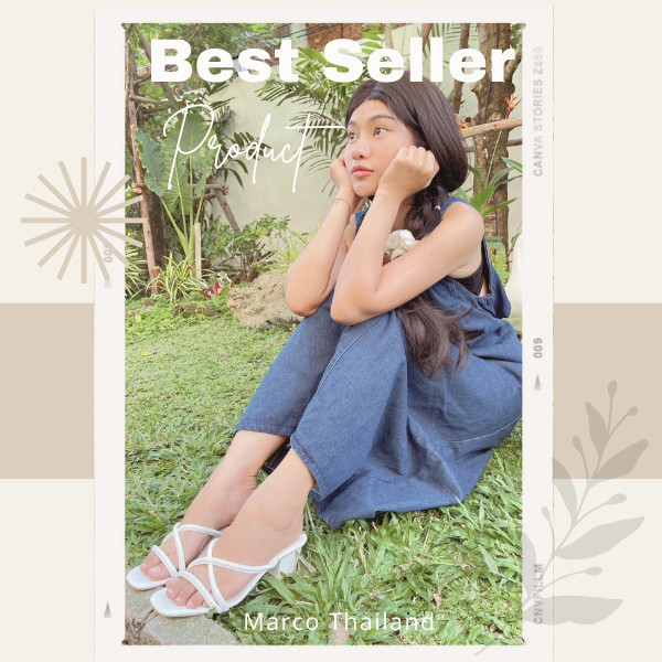 🌟รองเท้าผู้หญิง แบรนด์ ᗰᗩᖇᑕO รุ่น A1030 รองเท้าส้นสูง1.5นิ้ว สายไขว้   ไม่กัดเท้า