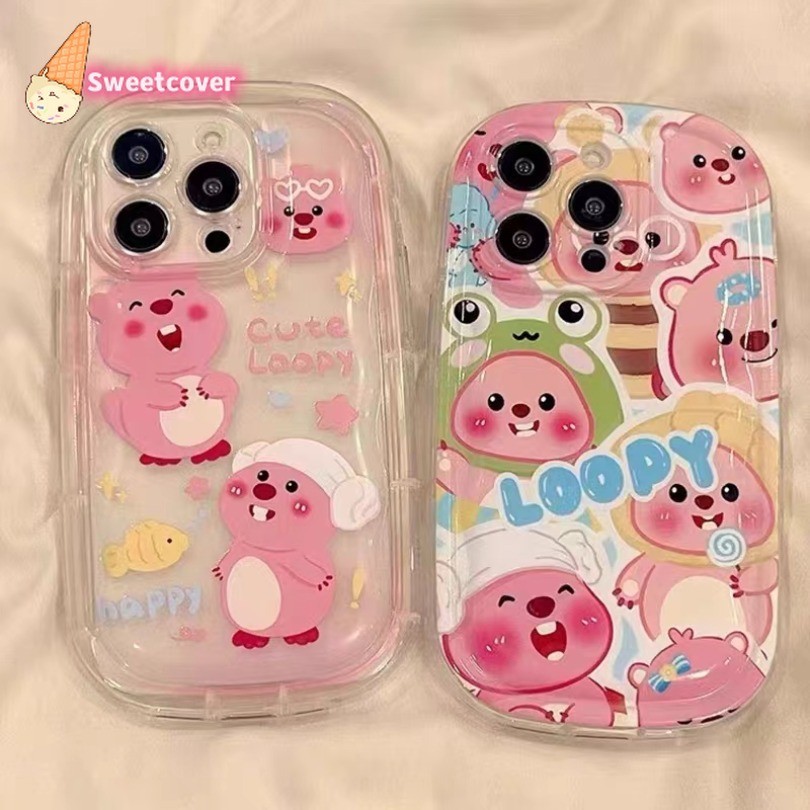 Iphone 15 14 13 12 11 Pro Max X Xr Xs Max 7 8 6 6s Plus เคสโทรศัพท ์ การ ์ ตูนน ่ ารักสีชมพู Beaver Soft Clear Cover