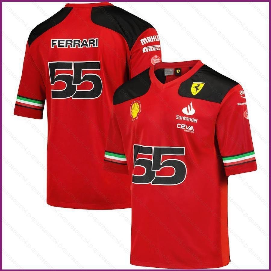 Yx 2023-2024 เสื้อยืดแขนสั้น พิมพ์ลาย Scuderia Ferrari Racing Carlos Sainz พลัสไซซ์