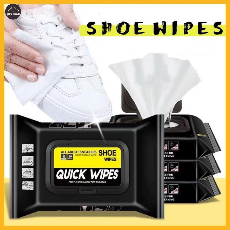 Popkozzi COD ผ ้ าเช ็ ดทําความสะอาดสําหรับรองเท ้ าผ ้ าใบผลิตภัณฑ ์ ดูแลรองเท ้ า Premium White Shoe Clean Quick Wipe
