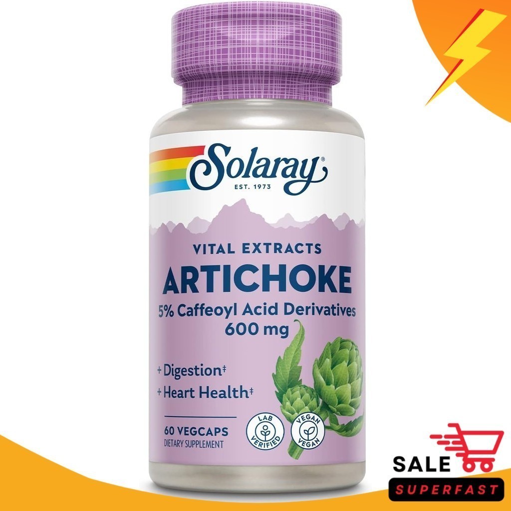 ส่งไว! ลอตใหม่! หมด.2028, Solaray, Artichoke, 600 mg, 60 แคปซูลผัก (300 mg per Capsule)