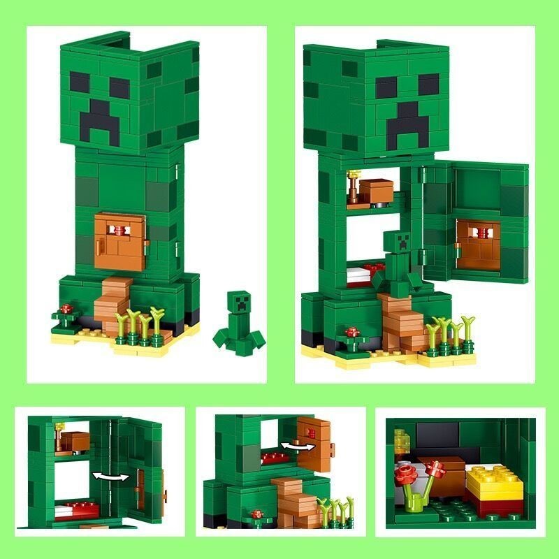 ใช ้ งานร ่ วมกับ Lego Creeper Cave Minecraft ประกอบ Minifigures Creeper Building Block ของเล ่ นเด ็ กการศึกษา RNAS