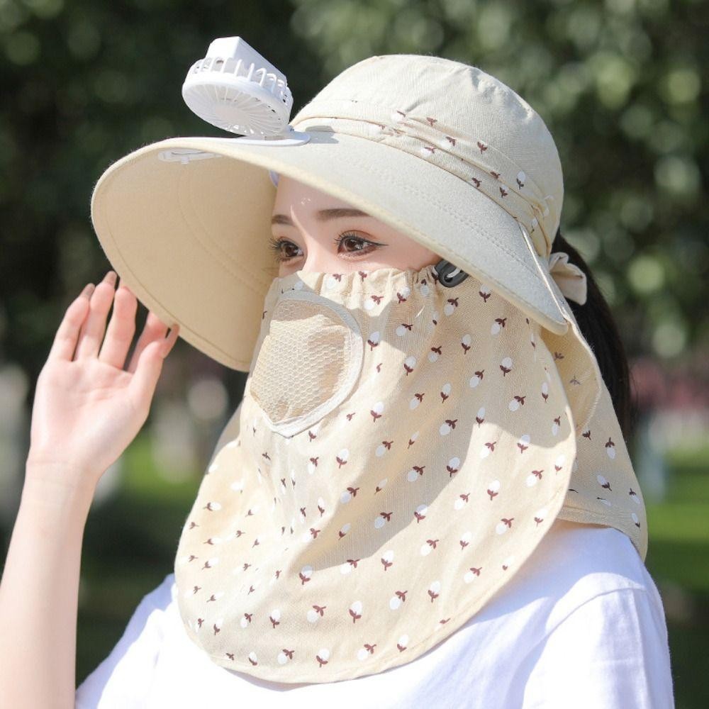 เฟปส์ หมวกเก็บชา,พร้อมพัดลมไฟฟ้าหมวกกันแดดปีกขนาดใหญ่,กลางแจ้ง ยูวี ทนระบายอากาศเต็มหน้าพัดลมหมวกตั้งแคมป์เดินป่า - รูปที่ 5