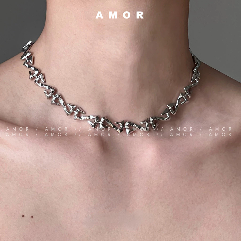 European and American style irregular hip-hop necklace metal trend unisex collarbone chain in stock
