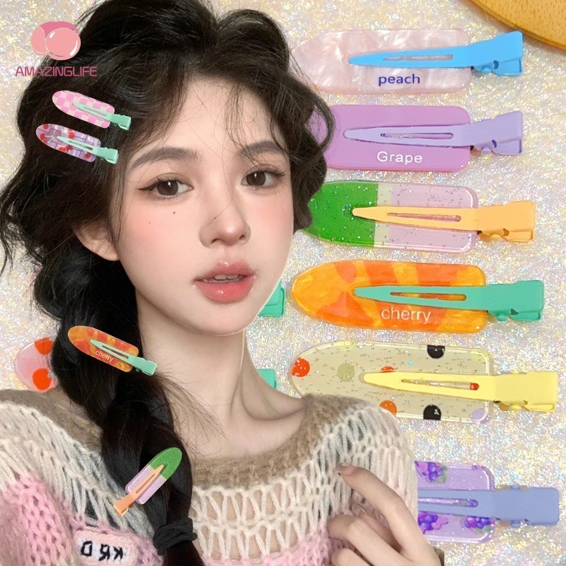 2ชิ้น/เซ็ตหวานอินbbคลิปแฟชั่นที่เรียบง่ายลูกอมสีกิ๊บสําหรับผู้หญิงสาวสไตล์เกาหลีน่ารักฉ่ําแบบอุปกรณ์ผม