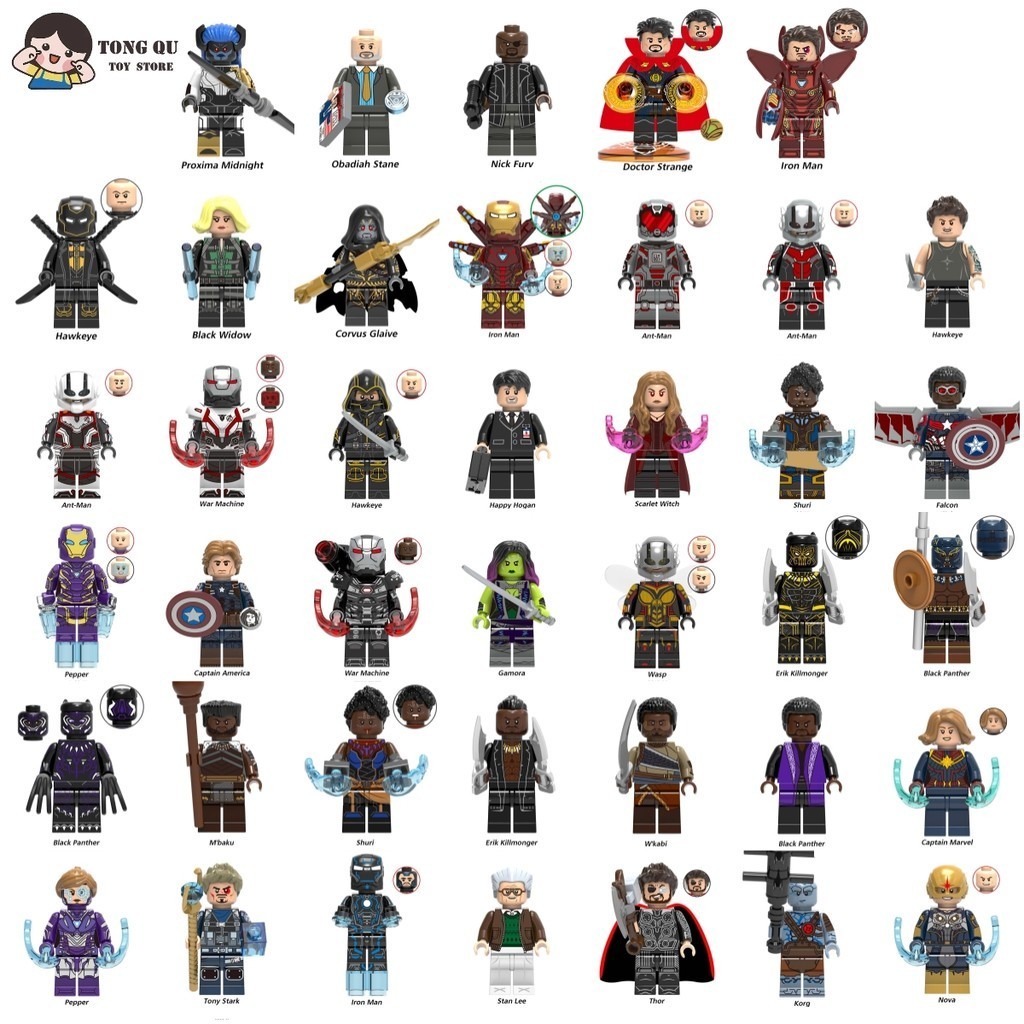 Superhero Minifigures Black Panther Iron Man Building Block ตุ ๊ กตาสะสมรุ ่ นของขวัญวันเกิดของเล ่ น