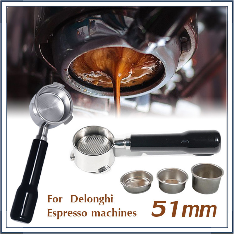 ☕☕☕ 51mm (3หู) Delonghi ก้านชงกาแฟ ด้ามชงกาแฟ Bottomless Portafilter