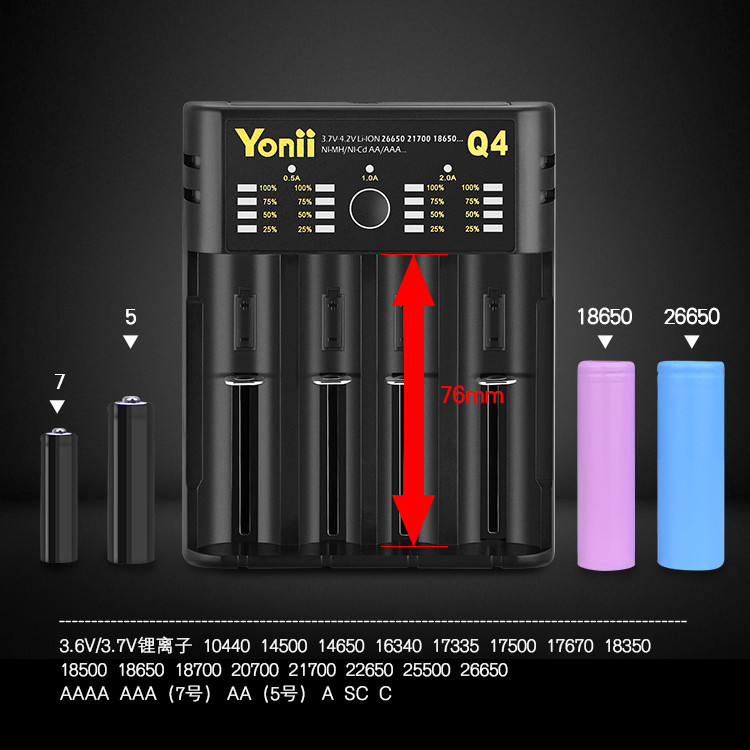 Yonii Q4 18650 20700 17500 แบตเตอรี่ NiMH AA/AAA 3.6V เครื่องชาร์จถ่าน ไอออน 3.7 4 ก้อน แบบพกพา พัดลม เครื่องชาร์จถ่าน