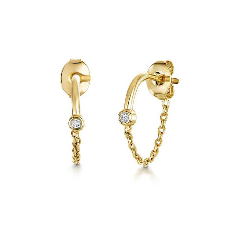 หู Lobe Helix Hoop Chain เจาะต่างหูเพทายสีทอง Tragus Rook หูกระดูกอ่อนอุปกรณ์เสริมผู้หญิงเครื่องประดับของขวัญขายส่ง
