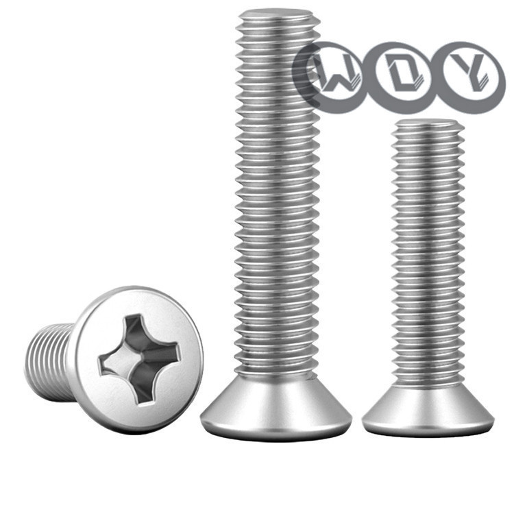 【YHL-2】M1-M3 น็อต สกรู หัวเตเปอร์ แฉก F+ สแตนเลส 304 เกลียวมิล หยาบ / Flat Head Phillip Machine Screw SUS304