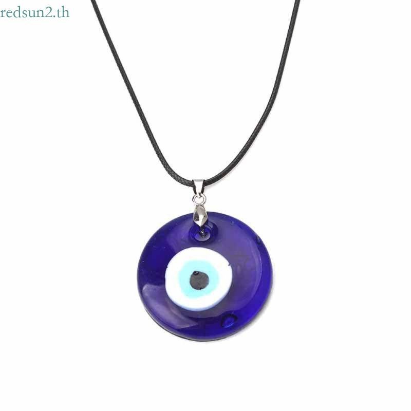 Redsun2 อินเทรนด์สําหรับสร้อยคอจี้ตาชั่วร้าย Niche Blue Eye Charms พร้อมขี้ผึ้งปรับได้ R