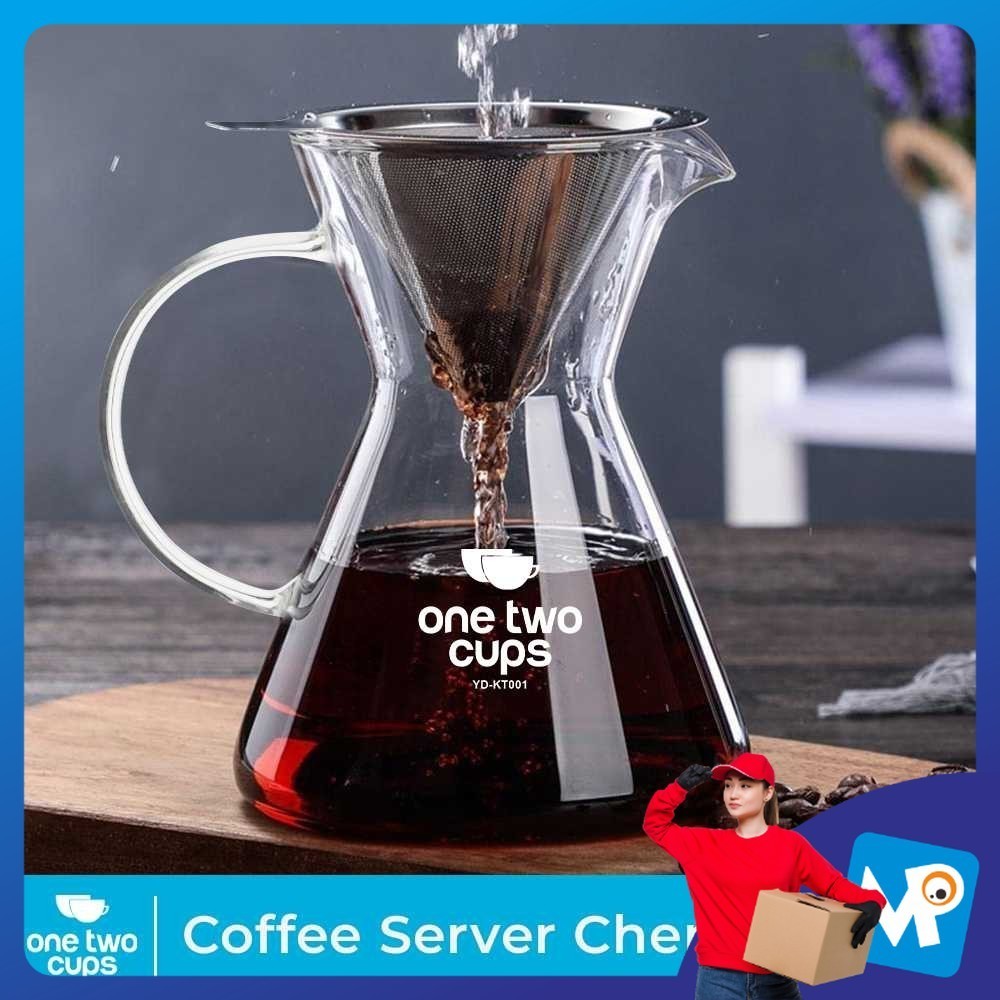 One Two Cups Coffee Server Chemex Drip Pour Over with Filter - YD-KT001