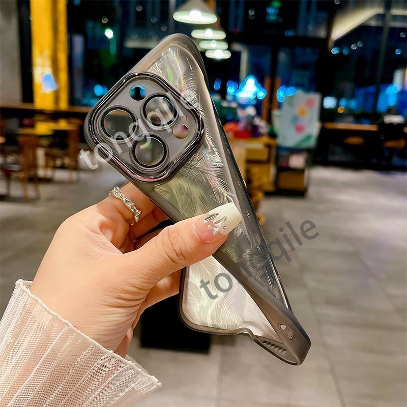 สําหรับ OPPO A6 Pro 5G 4G A6Pro 2025 เคสโทรศัพท์ฝาหลัง Glitter Soft TPU ซิลิโคน Bling Feather รูปแบบกันชนกันกระแทกเลนส์กล้องป้องกัน ราคา ถูกที่สุด ดีลบีเคเค แกลเลอรีภาพที่ 4