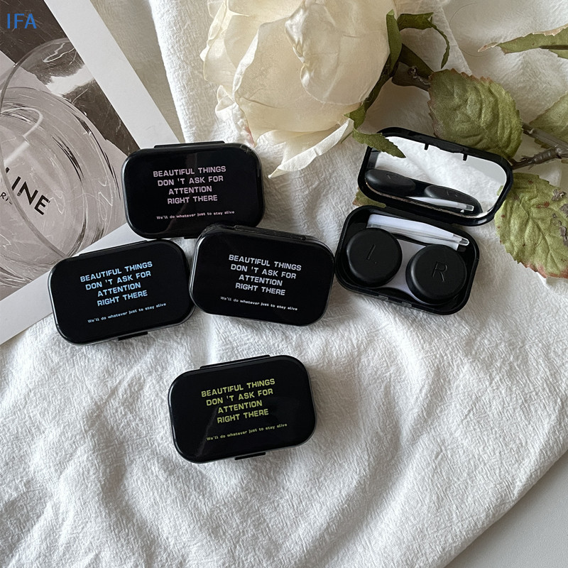 IFA 1 กล่องคอนแทคเลนส์ Simple Beauty นักเรียนกล่องเก็บผู้หญิงเครื่องสําอางค์เลนส์คอนเทนเนอร์ W/Sucti
