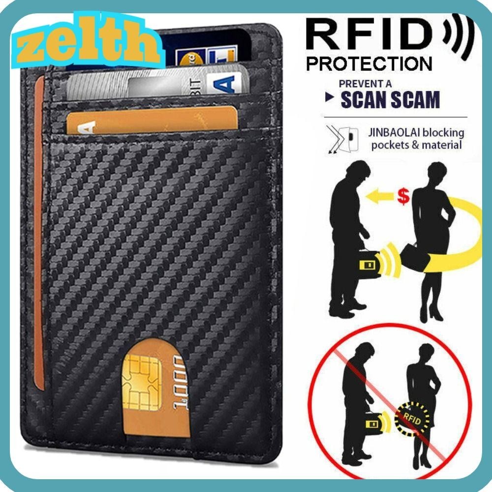Zelth Mens Slim Wallet Slim ID Credit Card Holder Thin Small Wallet Anti-scan