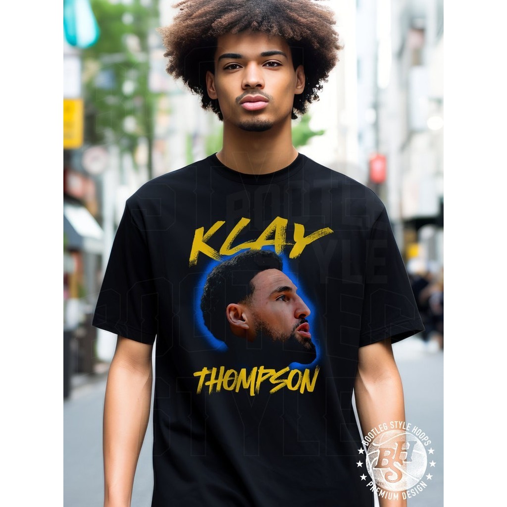Klay Thompson Big Head เสื้อสำหรับผู้ชายผู้หญิงของขวัญสำหรับพัดลมบาสเกตบอล Vintage Bootleg Rap เสื้อ