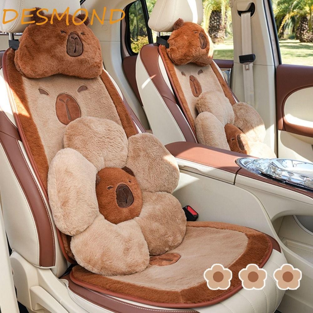Desmnd Capybara พนักพิงศีรษะรถยนต์, การ์ตูน Comfort Car Seat ตกแต่ง, อะไหล่รถยนต์สีน้ําตาลน่ารักตุ๊กตาเบาะรองนั่งเบาะรองนั่งด้านหน้า