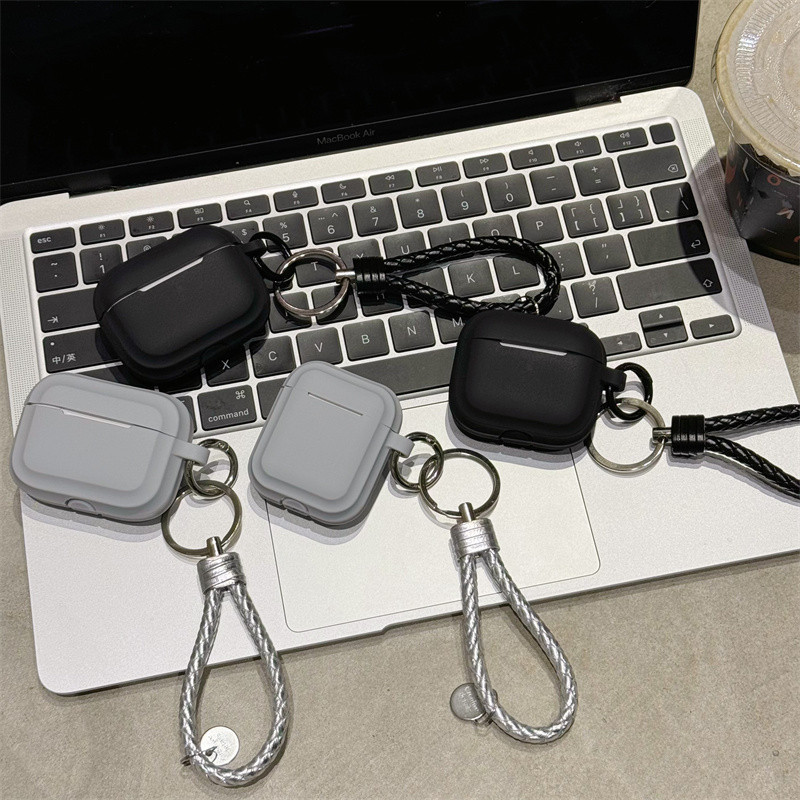 สีดําสีเทาเหมาะสําหรับ Airpods1/2 3 Pro2 Airpods4 ชุดหูฟังไร้สายบลูทูธป้องกันกรณี Air Pods Pro 3 4 หูฟังป้องกันกรณี