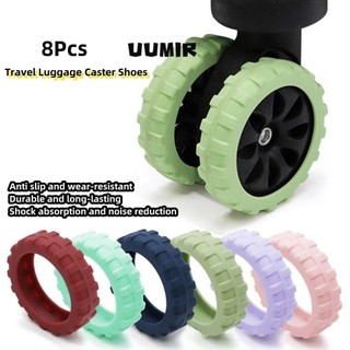 UUMIR   8 ชิ้น / เซต กระเป๋าเดินทาง รองเท้าล้อ ซิลิโคน พร้อมเสียงเงียบ ฝาครอบป้องกันล้อ อะไหล่กระเป๋าเดินทาง เพลาลดเสียงรบกวน ลดการสึกหรอ ล้อเลื่อน กล่อง ล้อเลื่อน