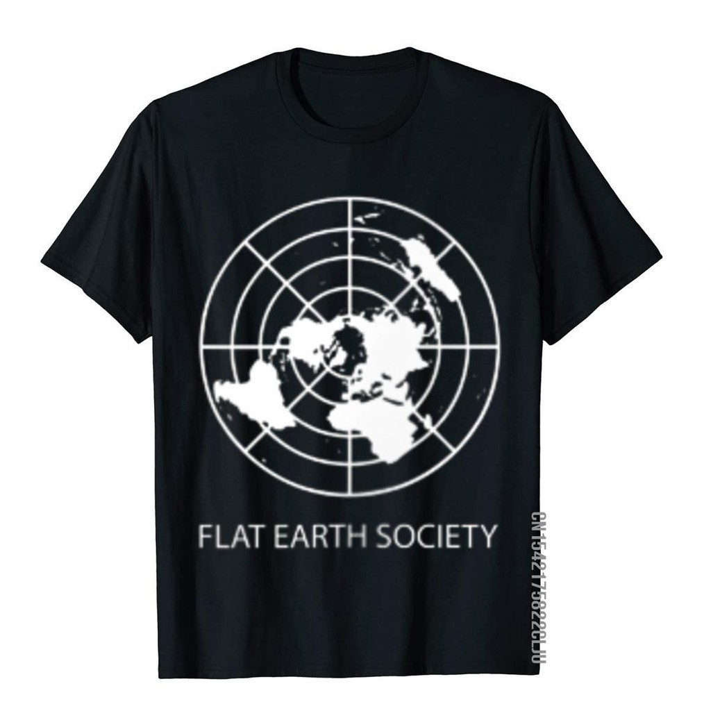 Flat Earth Society เสื้อยืด Breast Pocket Logo Earth Map Youthful Top เสื้อยืด Tops & Tees สําหรับผู