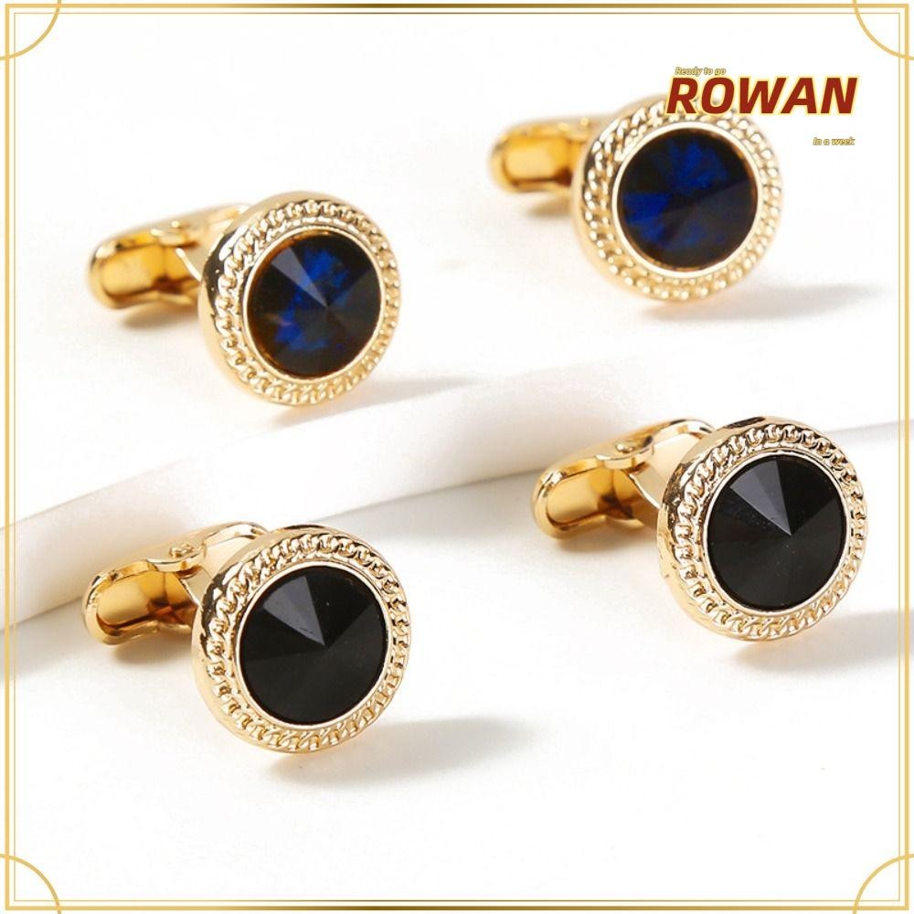 Rowans Cufflinks สําหรับ Mens, Rhinestone Alloy Cufflinks,เสื้อผ้าอุปกรณ์เสริมซิลเวอร์โกลด์เสื้อสูท Cuff Links ผู้ชาย