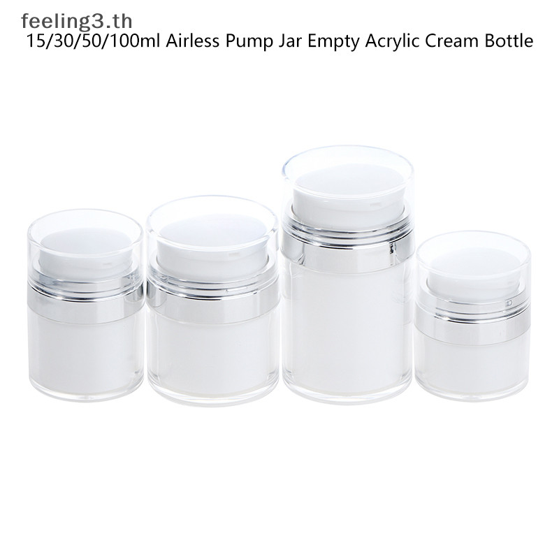 { Feeling3.th } 15/30/50/100ml Airless Pump Jar ที่ว่างเปล่าอะคริลิคครีมขวดรีฟิลเครื่องสําอางใช้งานง่ายคอนเทนเนอร์แบบพกพา Travel แต่งหน้าเครื่องมือ.